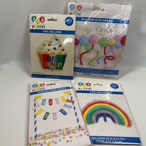 D37.Party Decorations- 4p birthday party ballon’s and cake topper